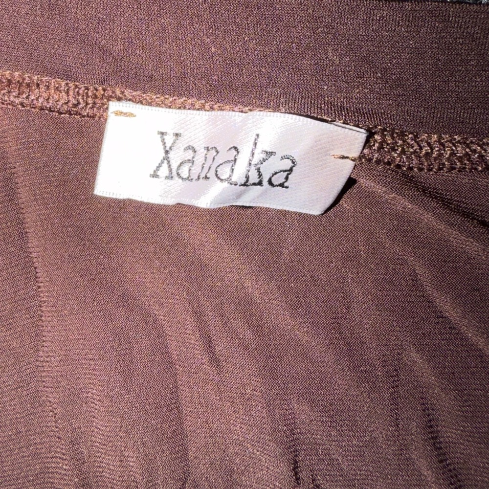 Vintage Xanaka French Designer Brown & Blue Paisley Long Sleeve Mesh Wrap Top S - Picture 3 of 9